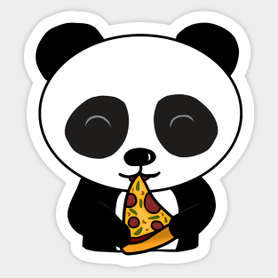 Cute Panda Bear Eating Pizza Sticker